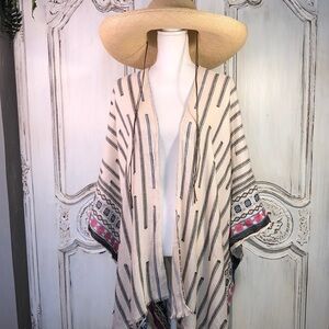 Steve Madden Tribal Print Coverup, Duster, Cape One Size Fits Most Rayon Blend